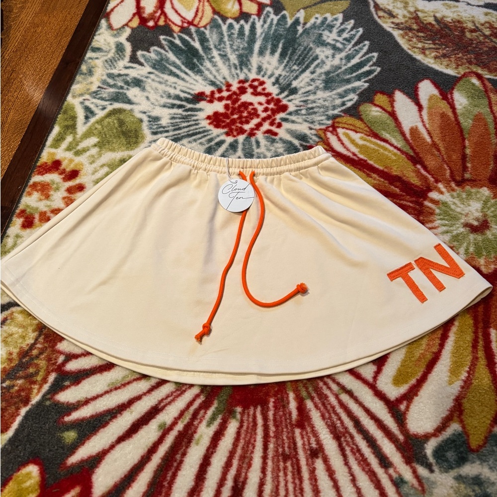 Chic Cream Skater Skirt with Tennessee detail